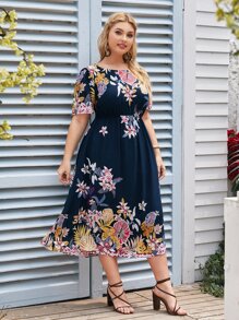 SHEIN Vestidos Tallas Grandes Floral Sencillo - Multicolor - Ver 5