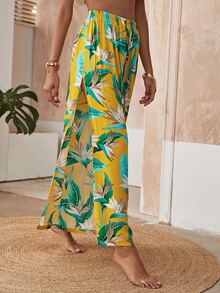 Floral & Plant Random Print Cover Up Pants - Multicolor - View 3