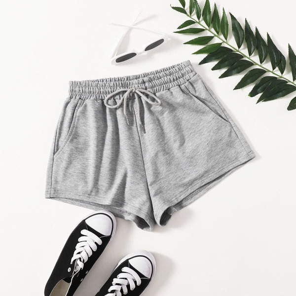 

Butterfly Print Pocket Patched Track Shorts, Grey