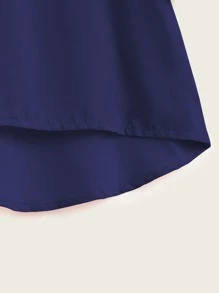 Mulvari 大碼前短後長下擺蝙蝠袖襯衫 - 藏蓝色 - 查看 4