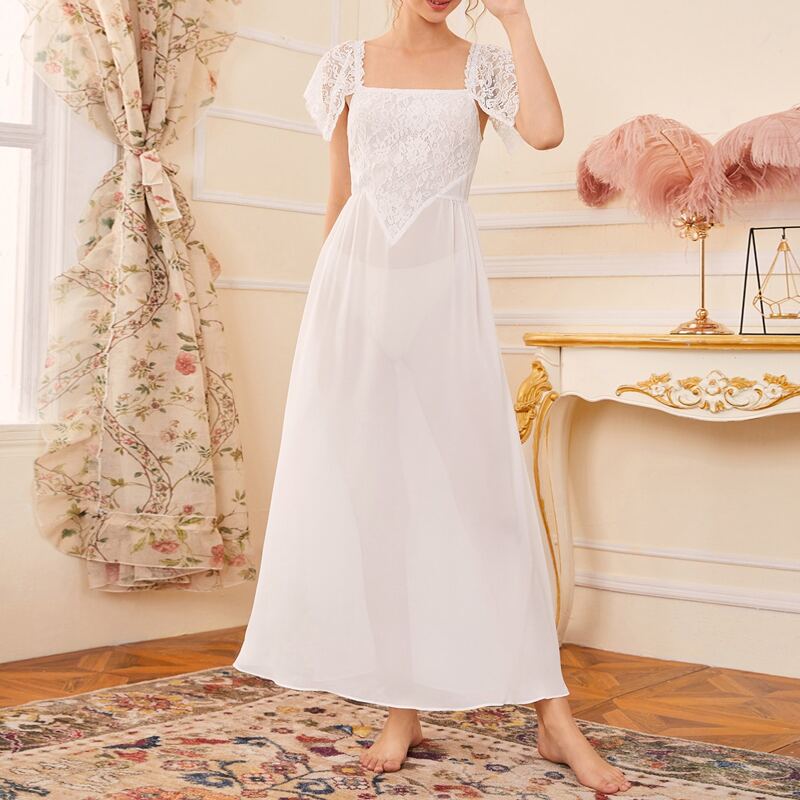 

Lace Trim Nightdress, White
