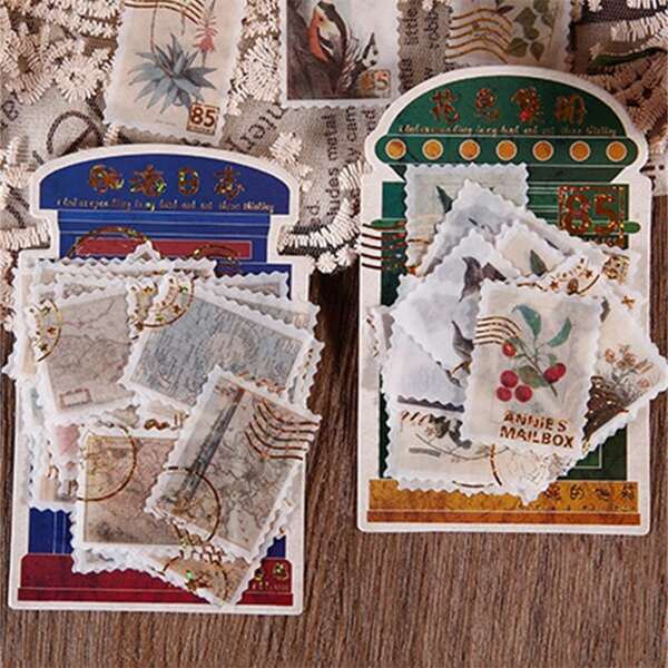 

40pcs Stamp Design Random Sticker, Multicolor