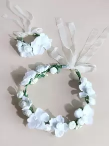 小女童花朵裝飾髮飾和手鐲