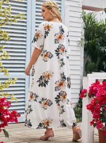 SHEIN Vestidos Tallas Grandes Floral Casual - Blanco - Ver 2