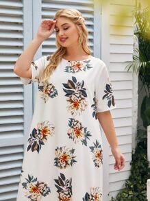 SHEIN Vestidos Tallas Grandes Floral Casual - Blanco - Ver 5