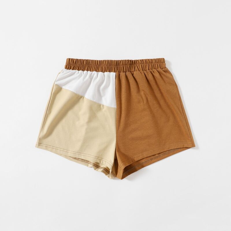 

Colorblock Elastic Waist Shorts, Multicolor
