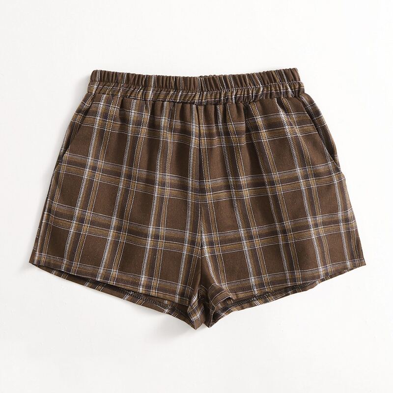 

Plaid Elastic Waist Shorts, Multicolor