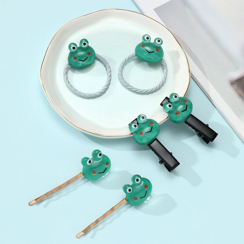 

6pcs Cartoon Frog Hair Accessory Set, Multicolor