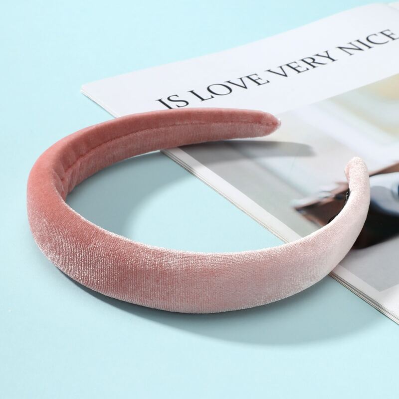 

1pc Velvet Solid Headband, Dusty pink
