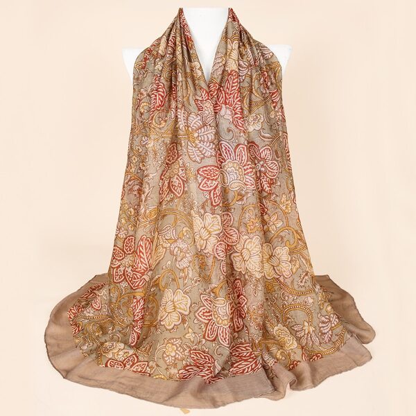 

Flower Print Scarf, Khaki