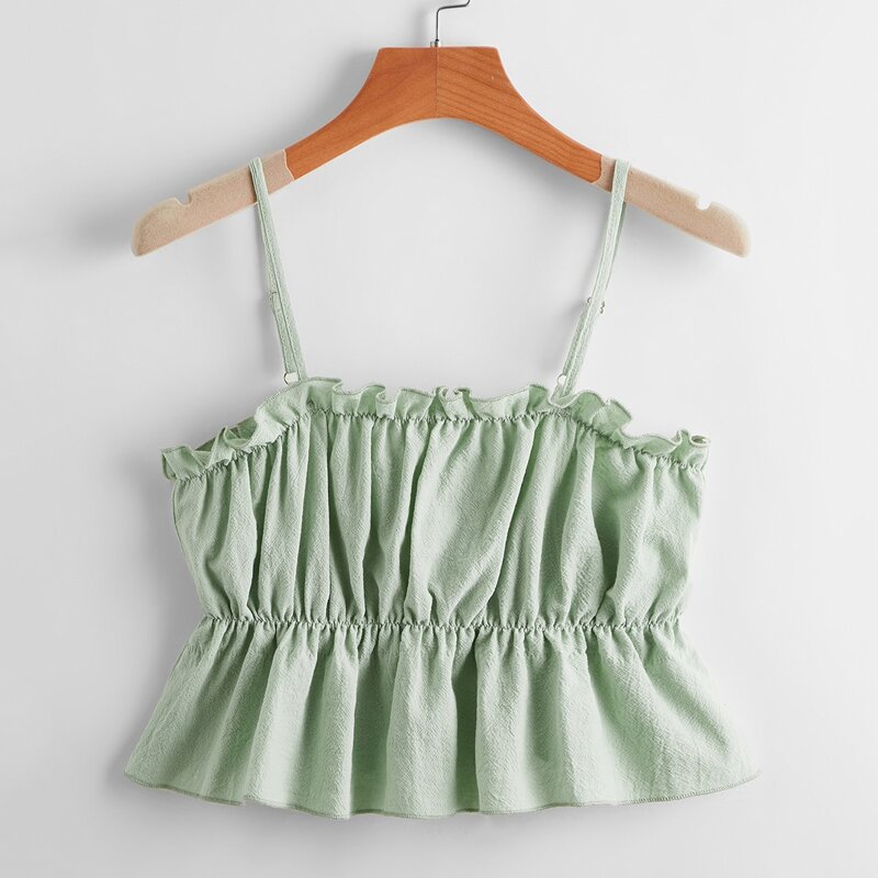 

Solid Ruched Bust Crop Cami, Mint green