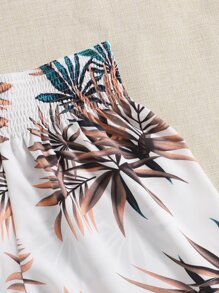 SHEIN VCAY 植物圖案打褶短褲