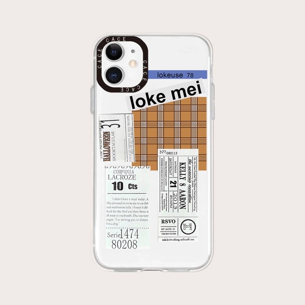 

Letter Graphic Clear Phone Case, Multicolor