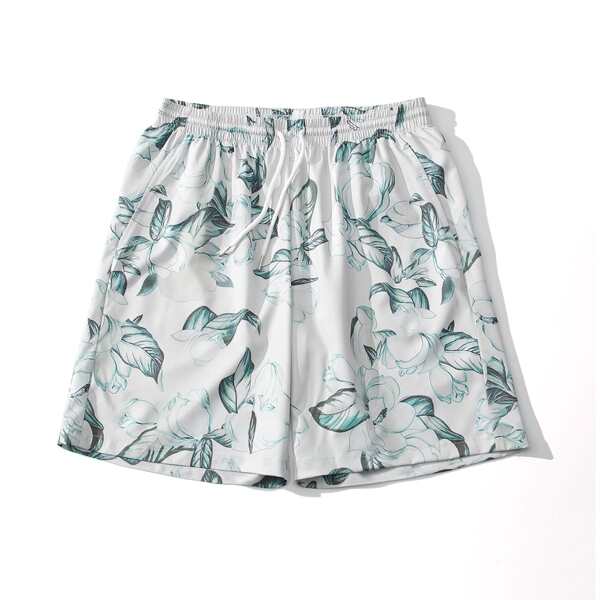 

Men Floral Drawstring Waist Shorts, Multicolor
