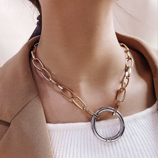 

Round Charm Necklace, Gold