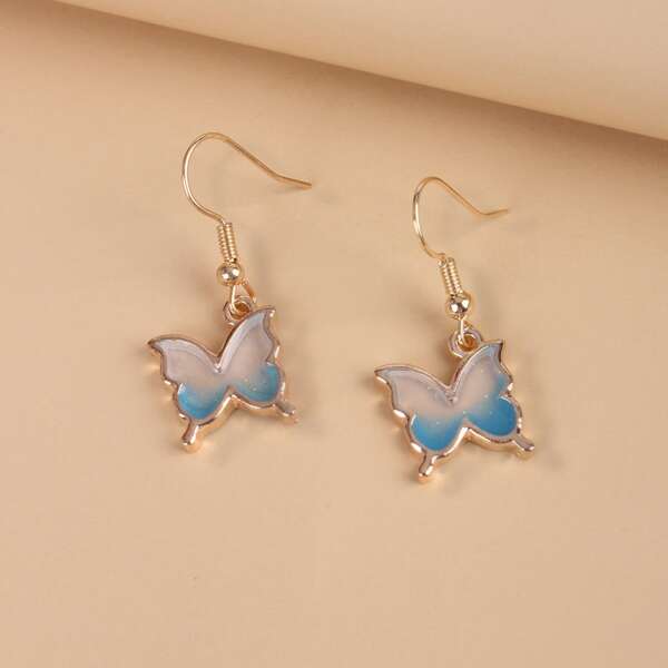 

Butterfly Drop Earrings, Blue