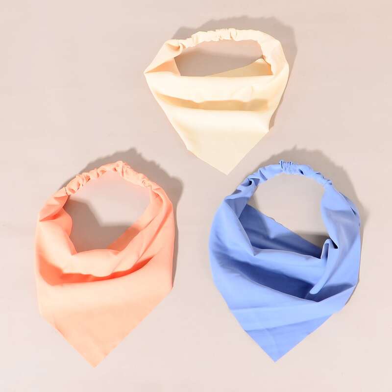 

3pcs Solid Kerchief, Multicolor