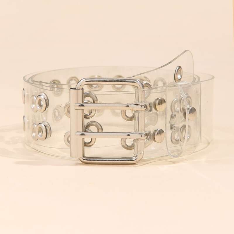 

Grommet Transparent Belt, White