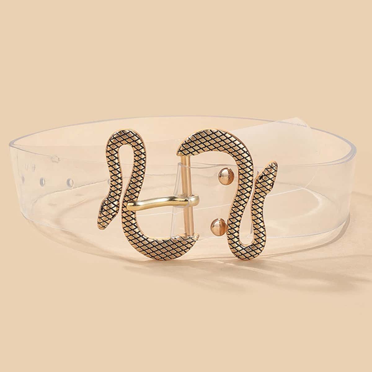 

Snake Buckle Transparent Belt, White