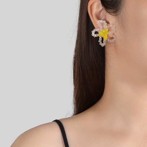 

Flower Shaped Bead Earrings, Clear