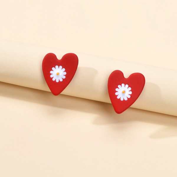 

Resin Heart Earrings, Red