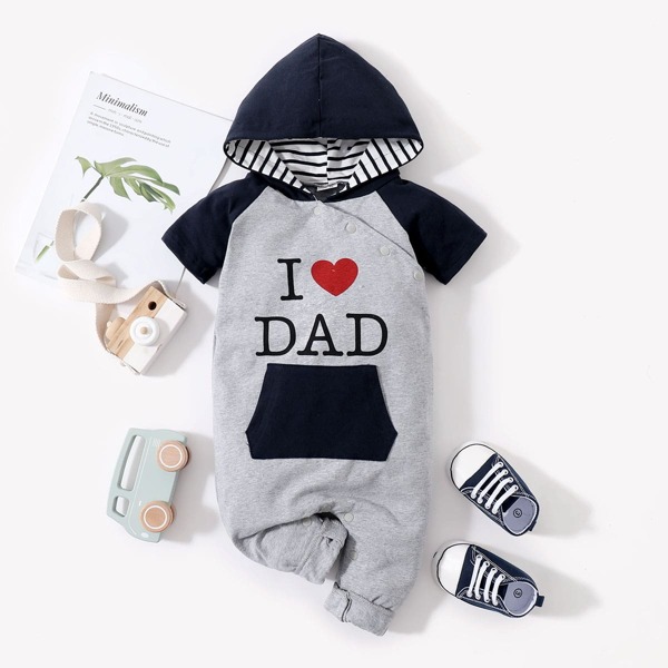 

Baby Boy Slogan Graphic Hooded Jumpsuit, Multicolor