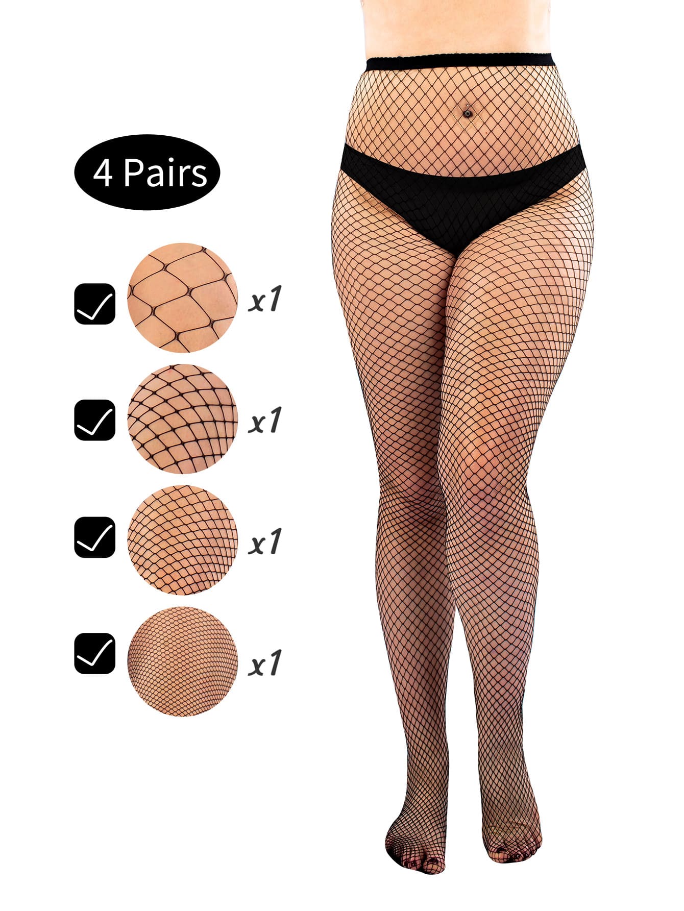 4 Pairs Women's Fashionable Sexy Fishnet Tights