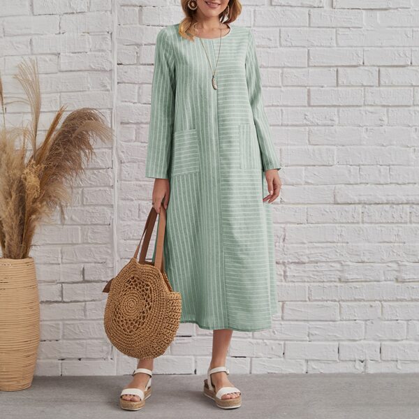 

Striped Dual Pocket Tunic Dress, Mint green