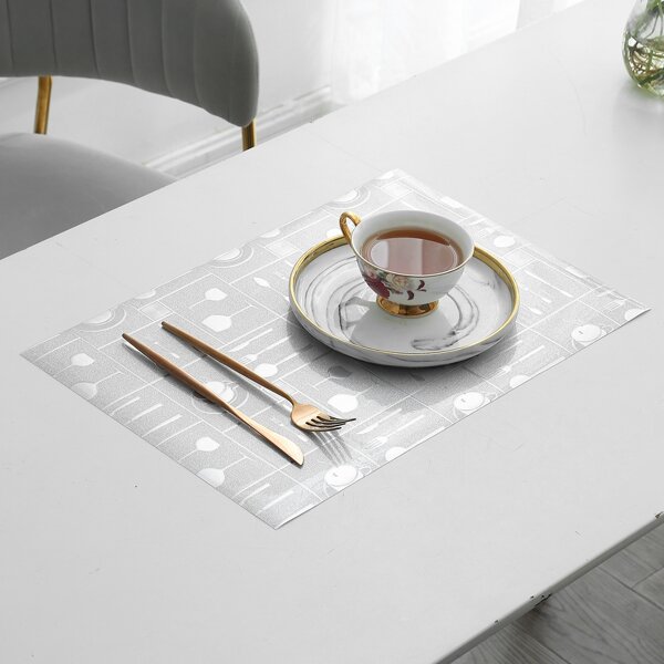 

1pc Cutlery Pattern Placemat, Silver