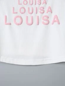 Top tank de cuello redondo con estampado de letra - Blanco - Ver 3
