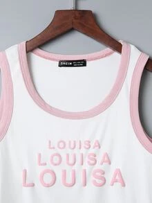 Top tank de cuello redondo con estampado de letra - Blanco - Ver 5