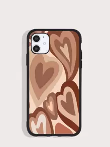 Heart Pattern Phone Case - Brown - View 1