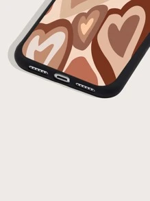 Heart Pattern Phone Case - Brown - View 4