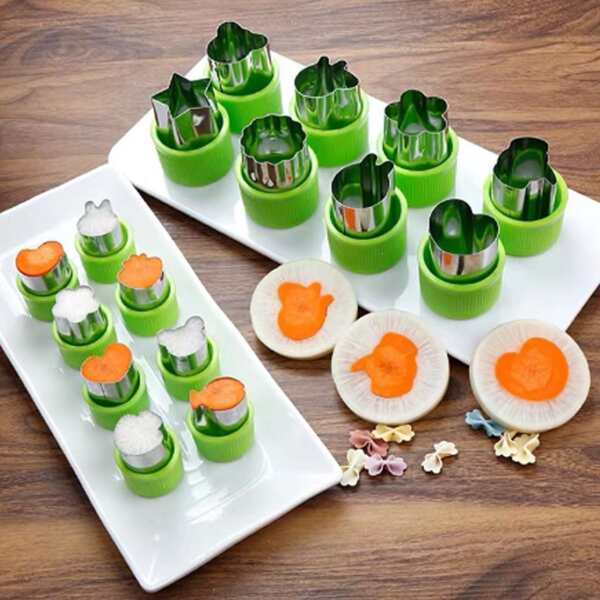 

9pcs Stainless Steel Vegetable Cutter, Green