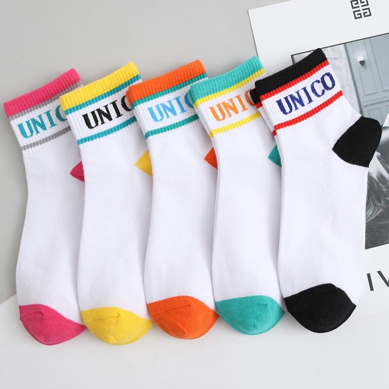 

5pairs Letter Graphic Socks, Multicolor