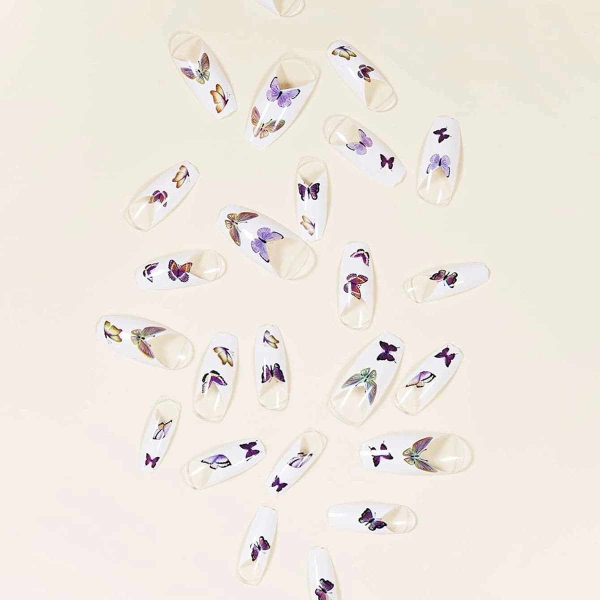 

24pcs Butterfly Fake Nail, White