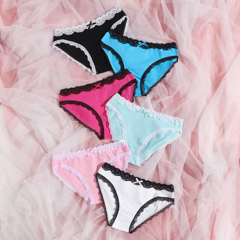 

6pack Lace Scallop Trim Panty Set, Multicolor