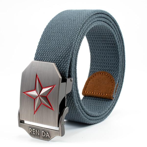 

Men Star Decor Buckle Tape Belt, Blue
