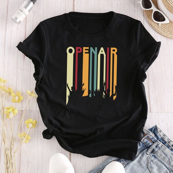 

Letter And Figure Print Tee, Black
