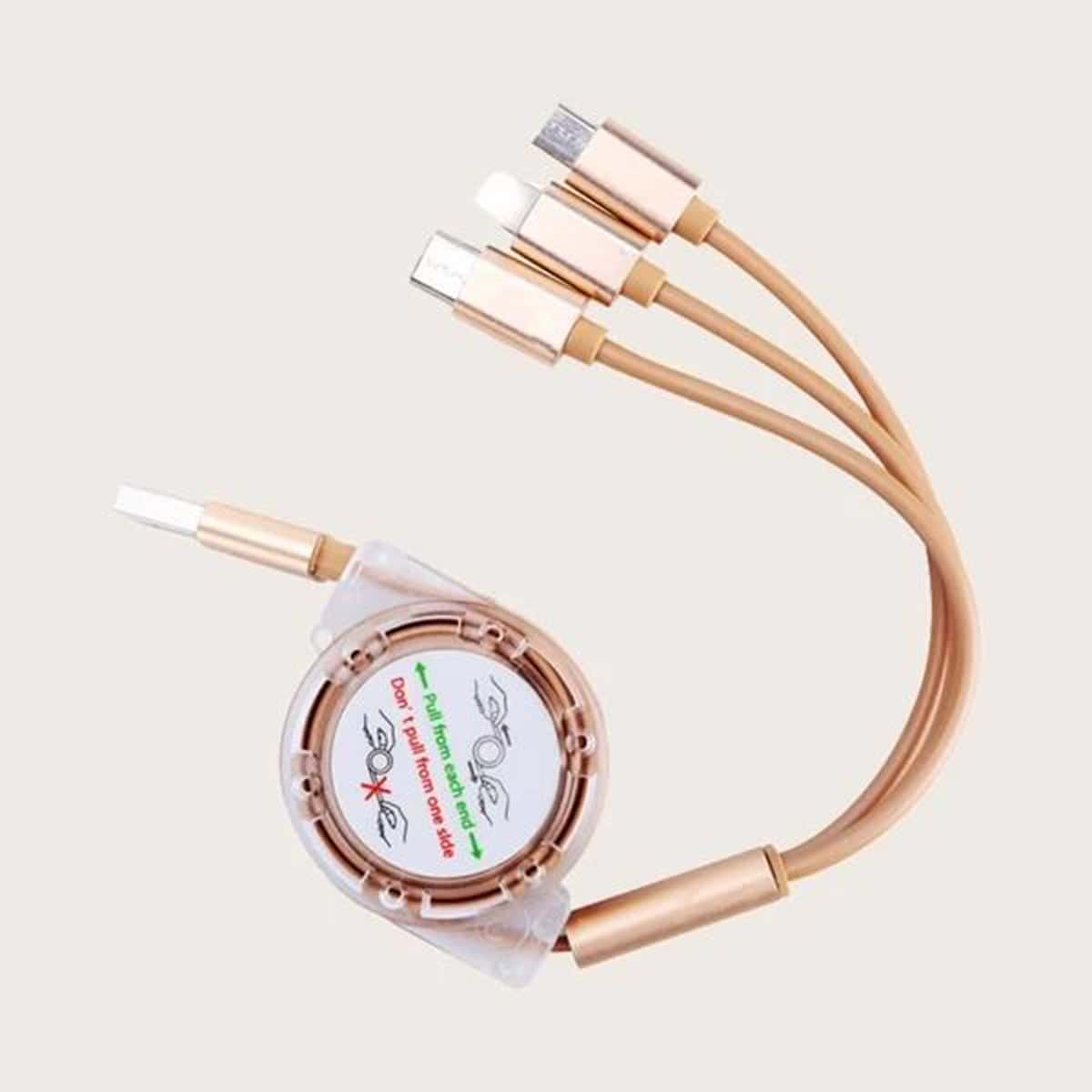 

3 In 1 Phone Data Cable, Gold