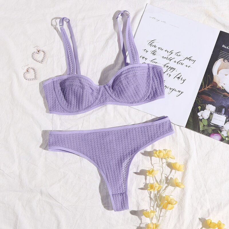 

Plain Push Up Lingerie Set, Purple