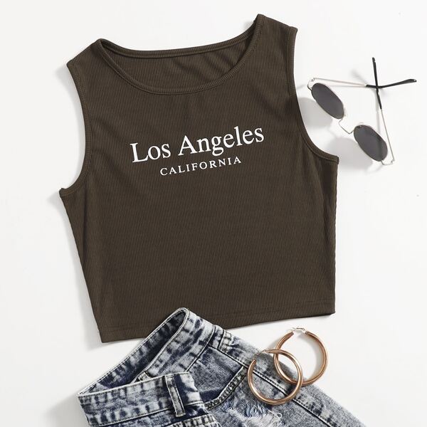 

Letter Graphic Tank Top, Chocolate brown