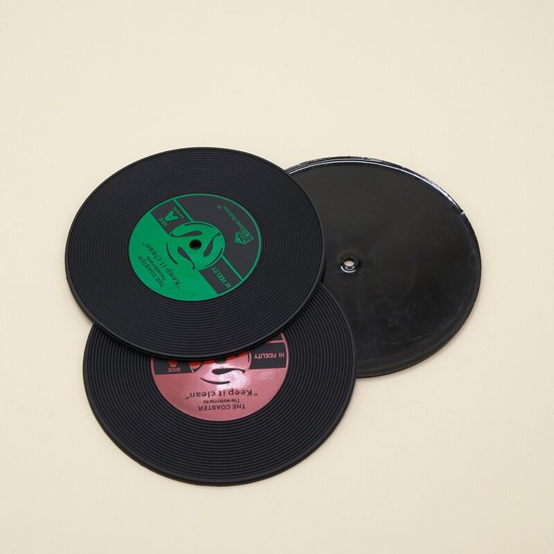 

3pcs CD Design Round Coaster, Multicolor