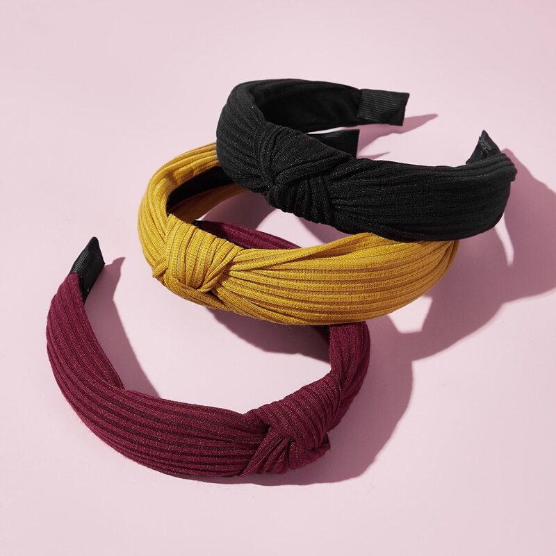

3pcs Rib Knot Headband, Multicolor