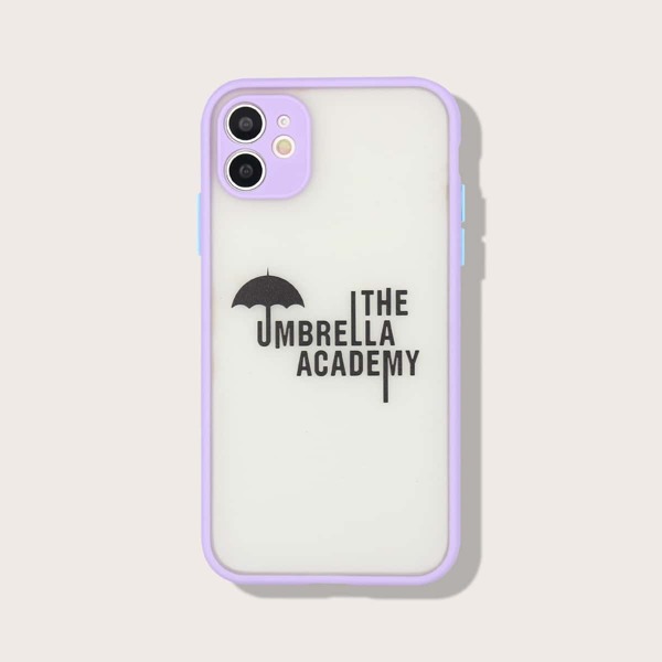 

Umbrella Pattern Contrast Frame Phone Case, Purple