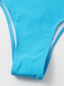 One Shoulder High Waist Bikini Set - Blue - View 4