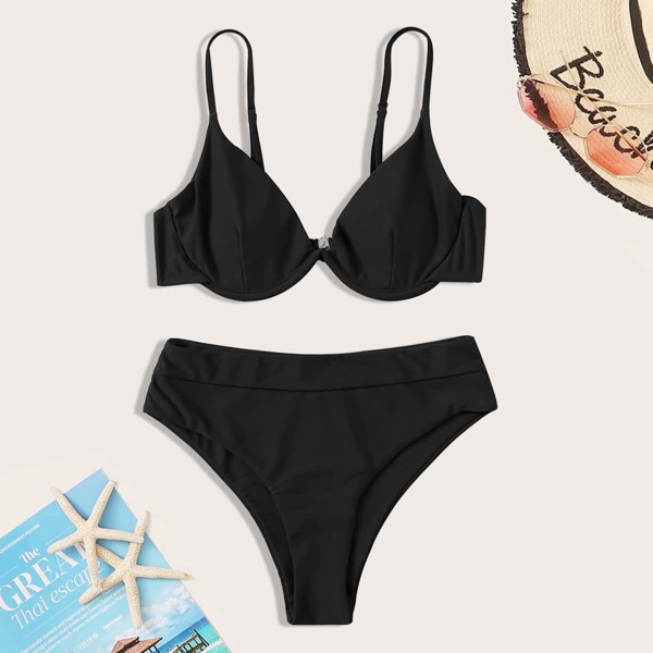 

Underwire High Waist Bikini Swimsuit, Black