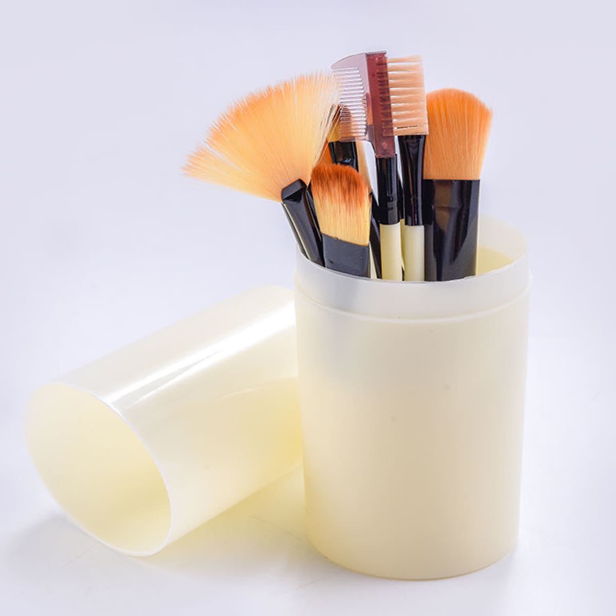 

12pcs Makeup Brush Set With Box, Beige
