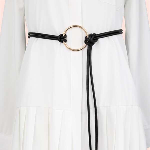 

Ring Decor Skinny Belt, Black