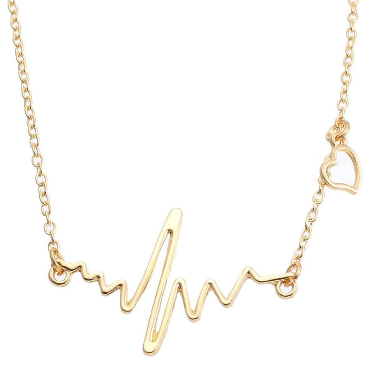 

Heartbeat Line Pendant Necklace, Gold